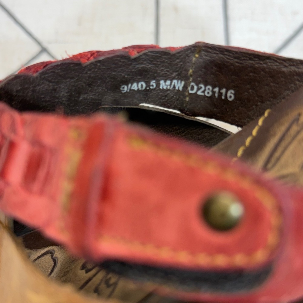 Born Leather Slide Sandals Size 9 Brown Red Braided Strappy Flat D28116 - Picture 3 of 8